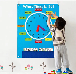 Anging on the Wall-<span class=keywords><strong>Reloj</strong></span> de aprendizaje para niños, juguetes de fieltro para contar historias, tablero ocupado, kit de juego para preescolar - Product Image 3