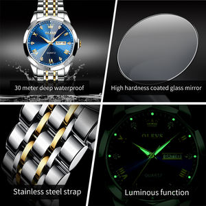 Reloj de Lujo OLEVS 9931 para Hombre de Negocios con Logotipo Personalizado OEM, Resistente al Agua, Luminoso de Cuarzo, Clásico de Acero - Product Image 3