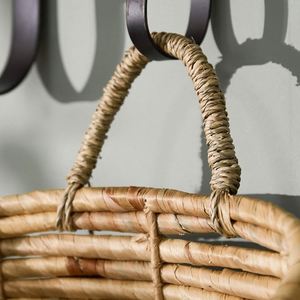 Set of 2 Long Water Hyacinth Circle <b>Storage</b> <b>Wall</b> <b>Baskets</b> Handmade Eco-Friendly Multi-Purpose Made in China Wholesale - Product Image 5