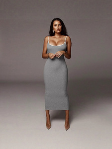 Nuovo vestito estivo aderente in <span class=keywords><strong>cotone</strong></span> a vita alta abito Midi da <span class=keywords><strong>donna</strong></span> Sexy con cinturino senza schienale abiti da festa eleganti - Product Image 6