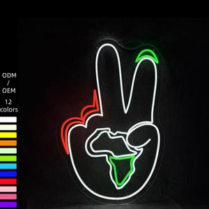 Consegna rapida luci al Neon per camera da letto per bambini coloratissimo gesto della vittoria del dito della mano segno di Business con Logo personalizzato Display a LED - Product Image 1
