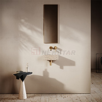 Vente en gros de lavabos en marbre Emperador foncé de luxe sur mesure, lavabo mural, lavabo de salle de bain moderne, lavabo sur pied en marbre, petit lavabo