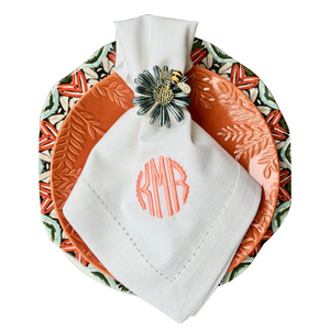 Embroidered Cotton <strong>Linen</strong> Scalloped Edge <strong>Linen</strong> Napkin Monogram Wedding Embroidery 100% <strong>Linen</strong> Napkin <strong>Placemat</strong> - Product Image 4