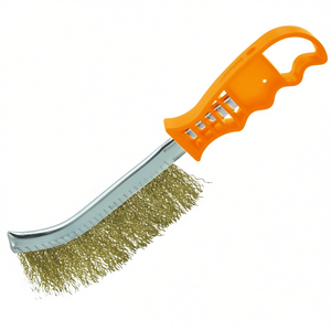 Brosse en fil d'acier plaqué cuivre avec manche orange pour le nettoyage des métaux et l'élimination de la rouille - Product Image 3