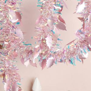 Nouveaux produits : Guirlande de Noël avec feuilles, étoiles et paillettes, décorations d'arbres, guirlande de fête avec LED - Product Image 1