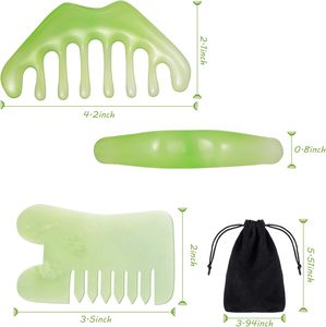 Ensemble de peignes Gua Sha, outil de massage du cuir chevelu, pierre de raclage facial, fournitures d'esthétique, thérapie de drainage lymphatique, logo personnalisé - Product Image 2