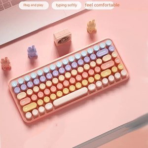 Candy Colorful <b>keyboard</b> 85Keys Silicone Wireless <b>Keyboard</b> BT Round Keycap Fashion Style for Tablet Laptop Desktop - Product Image 2