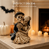 Figurine en résine de mariée et marié squelettes, style gothique, pour décoration d'Halloween – Meilleure vente