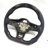 Pour VW/Volkswagen MK7 GTI Golf 6 7 7.5 R R-Line CC Polo Passat B8 Volant en fibre de carbone avec LED Accessoires de voiture