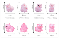 Vente en gros de jouets de collection d'animaux en vrac figurines de jardin miniatures en résine de micro-dessin animé 3D cochon artificiel rose brillant