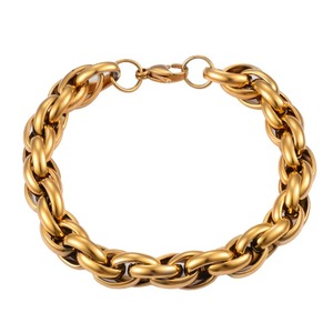 Bracelet en chaîne torsadée en acier inoxydable, style rétro, largeur 8 mm, bijoux de mode hip-hop pour hommes - Product Image 1