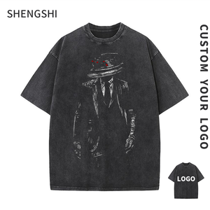 ShengShi Team's Tee Coton 320g Pigment Wash Tendances Relaxed Crew Neck Team Respirant Avec Impression Personnalisée Tee En Vrac pour Hommes - Product Image 1