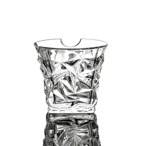 Cangkir Tumbler wiski kaca bening kristal 300ml gaya Bohemian N46 dengan desain berlian dan Tempat Cerutu untuk anggur