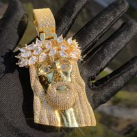 Collar Personalizado con Colgante de Jesús Estilo Hip Hop, con Circonitas en Forma de Pera, Chapado en Oro de 18k, Joyería de Moda para Hombre