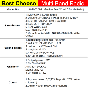<span class=keywords><strong>RS</strong></span>-3288-radio recargable Retro de madera auténtica con Bluetooth, reproductor de mp3 con batería <span class=keywords><strong>solar</strong></span> y ranura para lámpara, altavoz r-3288 - Product Image 6