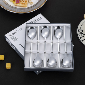 Nuova Set 6 Stainless Steel Spoon Gift <b>Box</b> 6 Pcs Gold Silver New Youth Spoon <b>Dessert</b> Tableware - Product Image 3