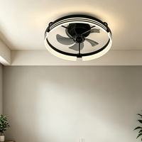 Ventilateur de plafond moderne avec anneau LED 30W 60W, moteur DC silencieux, 5 pales, profil bas, montage encastré, pour salon