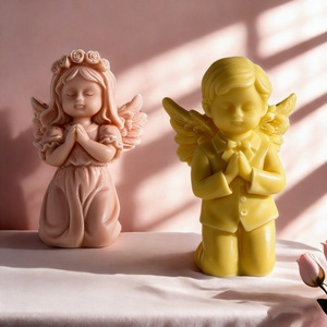 Moule en silicone pour bougie d'aromathérapie, gâteau, diffuseur, pierre en résine époxy, plâtre, motifs Fille ange et Petit garçon, DIY, transfrontalier - Product Image 1