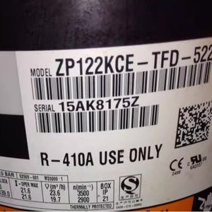 ZP122KCE TFD 522 คอมเพรสเซอร์ทำความเย็น R410A ใช้สำหรับป้องกันความร้อนเท่านั้น - Product Image 1