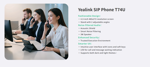 Téléphone IP professionnel SIP-T74U avec écran LCD couleur 4,3 pouces, 16 lignes SIP, double Gigabit PoE, pour bureau, superviseur, entreprise, VoIP - Product Image 3
