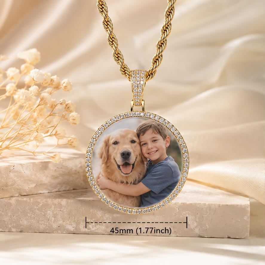 Golden medium size pendant+24inch*3mm twisted chain