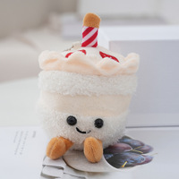 Porte-clés pendentifs en peluche Kawaii mignons, imitation pain et gâteau d'anniversaire, jouets doux et cadeaux en peluche pour couples et anniversaires