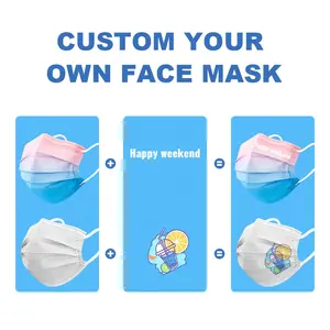 Máscara Não Tecida 3Ply Máscara Facial Médica Logotipo Personalizado Cirúrgico Descartável Médica Máscara Facial