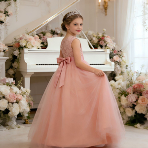 Vestido de Novia de Encaje para Niñas Medianas y Mayores, Directo de Fábrica, Personalizado, Sin Mangas, Estilo Princesa, con Falda Larga y Abultada, en Venta - Product Image 3