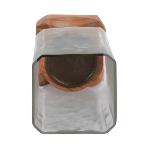 Wood And <b>Glass</b> Candle Holder Hurricane Contemporary Pillar <b>Candlestick</b> For Dining Table Centerpieces - Product Image 6