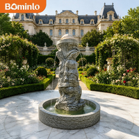 Fontaine de jardin extérieure de luxe en marbre, sculpture Nymphée de la Mer à 3 niveaux, pour la décoration paysagère de villas, cours et piscines