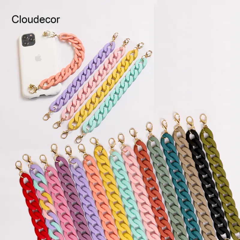 Colorful Acrylic Cell Phone Case Chain Hanging Necklace For Women Accessories Matte Acrylic Chain For Mobile Phone Strap Lanyard