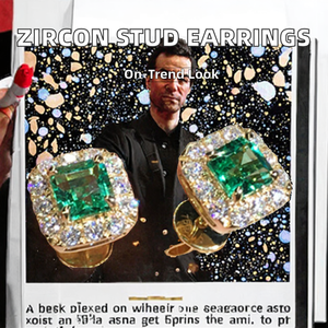 Fashion Flowe Plated Zircon <b>Stud</b> Earrings Simple and Elegant for Women in Green Blue White - Product Image 2