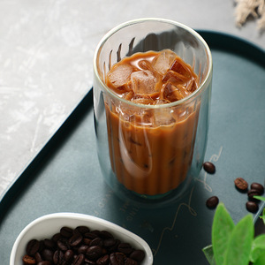 Tazza da Caffè in Vetro a Doppia Parete, Vetro Borosilicato di Alta Qualità con Effetto Opaco e Striscia Esterna, per Bere Caffè e Tè - Product Image 3