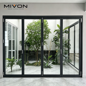 Porte accordéon intérieure <span class=keywords><strong>sur</strong></span> <span class=keywords><strong>mesure</strong></span> en aluminium à bas profil avec verre de sécurité feuilleté pour salon - Product Image 1