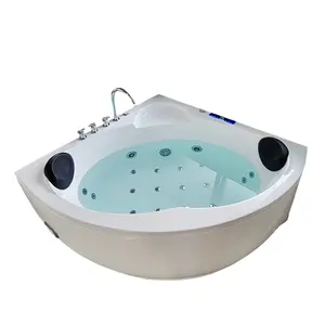 2人丙烯酸三角独立式浸泡成人浴缸1300X1300角漩涡按摩浴缸带淋浴