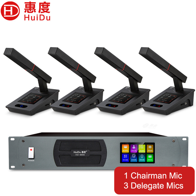 HD-8890 Intelligent Digital HD Conference System Host 4.3inch Touch Screen 4CH Camera 32G MP3 Recording 1080P for Matrix WiFi