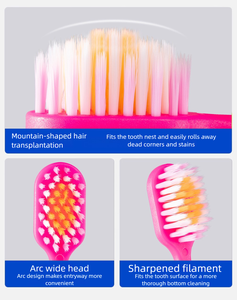<span class=keywords><strong>Brosse</strong></span> à dents arc-en-ciel à tête large en forme de montagne convexe Protection gingivale <span class=keywords><strong>ultra</strong></span> fine à poils souples <span class=keywords><strong>Brosse</strong></span> à dents domestique haut de gamme - Product Image 3