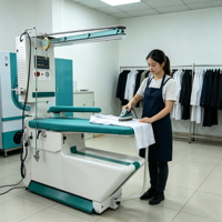 Table de repassage textile à vapeur avec bras auxiliaire et aspiration intégrée pour jeans, robes et tissus