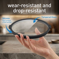BPA-freies 304SS Rührschüssel-Set mit Gehärtetem Glasdeckel FDA LFGB Silikonring Rutschfester Boden zum Backen Salat Aufbewahrung