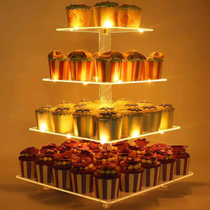 Party <strong>Suppliers</strong> China Factory Custom <strong>Cupcake</strong> <strong>Stand</strong> Dessert Tree Tower Acrylic <strong>Cupcake</strong> Display Tower <strong>With</strong> <strong>LED</strong> <strong>String</strong> - Product Image 1