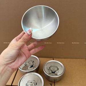 Ciotola Antiscottatura in Acciaio Inox 304 per <span class=keywords><strong>Casa</strong></span>, Ciotola Lucida in Metallo per Bambini con Coperchio per Zuppa e Frutta - Product Image 2
