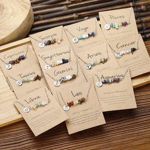 Collar con Cuentas del Zodiaco Femenino, Collar <span class=keywords><strong>de</strong></span> Piedra <span class=keywords><strong>de</strong></span> Gracia con Signo del Zodiaco, Collar <span class=keywords><strong>de</strong></span> Constelación para Mujer con Tarjetas - Product Image 4