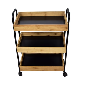 Chariot de rangement mobile en bambou à roulettes pour la cuisine, la chambre à coucher et la salle de bain. - Product Image 1