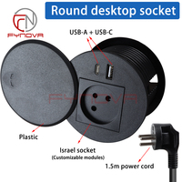 Prise de bureau intelligente israélienne encastrée, prise de courant AC encastrée pour bureau et canapé, prise ronde encastrée avec charge USB et prise électrique