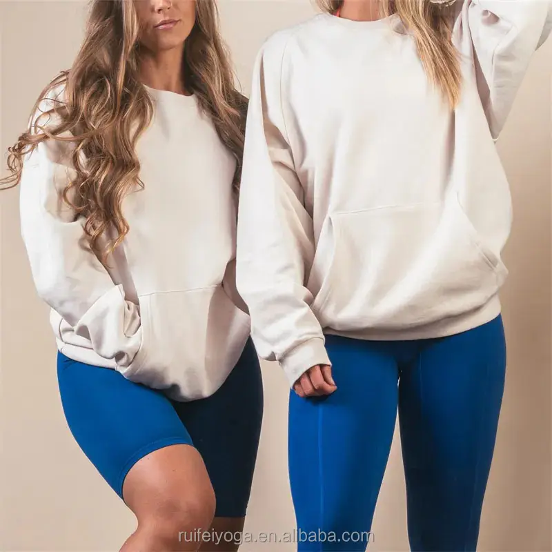 Custom Embroidered High Quality Long Sleeve Fleece Pullover Heavyweight Oversized Cotton French Terry Crewneck Women Sweatshirt