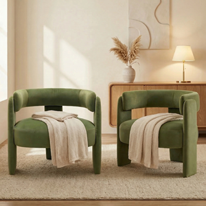 Poltrona Moderna in Velluto Verde Tosee, Disponibile negli USA, con Gambe in Legno Regolabili e Resistenti per <span class=keywords><strong>Soggiorno</strong></span> - Product Image 4