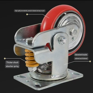 Rodízios Rígidos de Boa Qualidade com Trava, Rodas de PU com Mola de Alta Resistência e Amortecimento de Choque, Rodízios de 4, 5, 6 e 8 Polegadas - Product Image 2