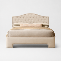 Lit de rangement moderne de luxe avec clous décoratifs personnalisés, taille King/Queen, tête de lit douce en forme de camelback, capitonnage en losanges, cadre en bois rembourré
