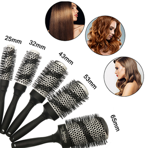 Plastic Hair Straightener Nano Technology Hair Curling Brushes Round Ceramic Hair Brush For Blow Drying