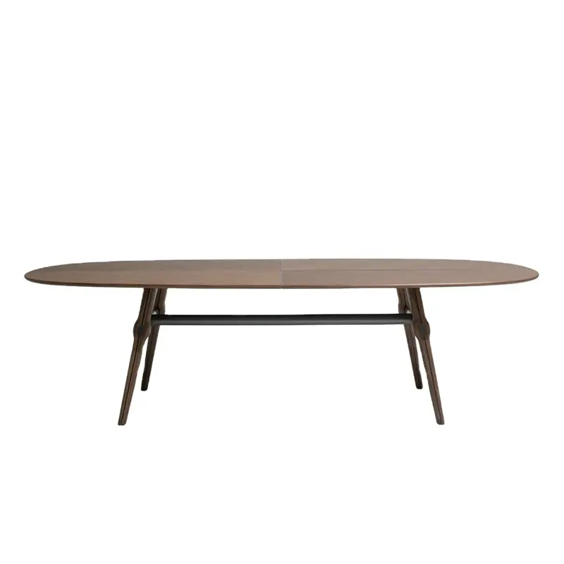 WBERT Table à manger ovale rétro française en bois massif, table à manger simple moderne de luxe léger, table à manger domestique pour salon